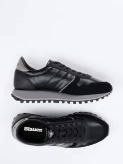 Blauer – Retro-Sneaker aus Veloursleder Schwarz