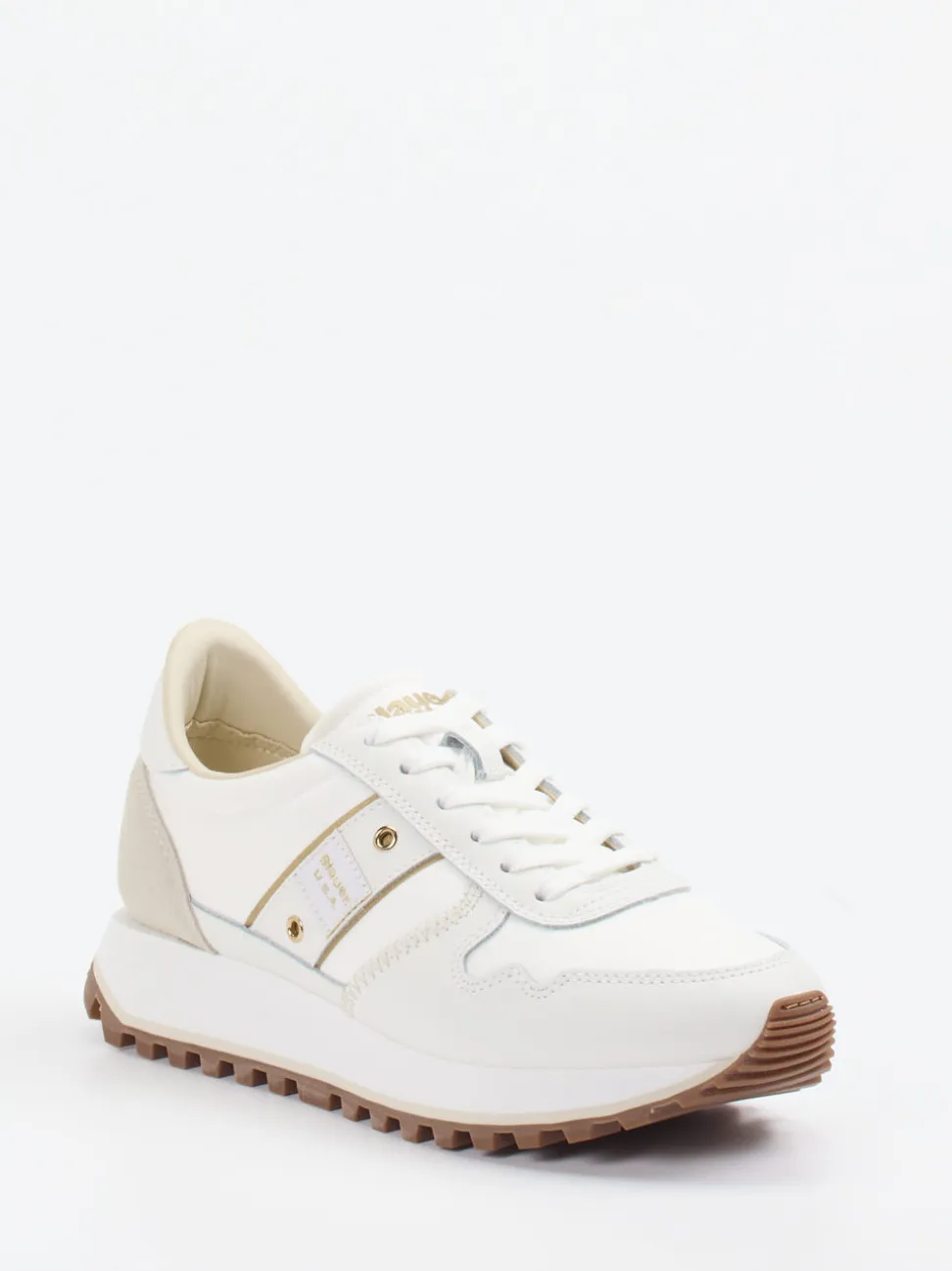 Blauer – Retro-Sneaker aus Veloursleder Off-White