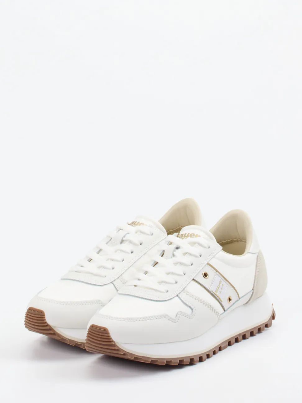 Blauer – Retro-Sneaker aus Veloursleder Off-White