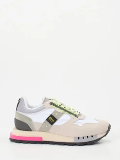 Blauer – Retro-Sneaker aus Veloursleder mit Neonakzent