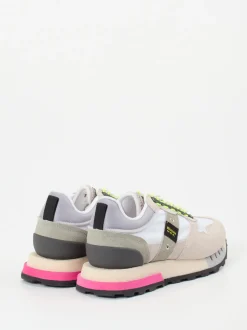 Blauer – Retro-Sneaker aus Veloursleder mit Neonakzent