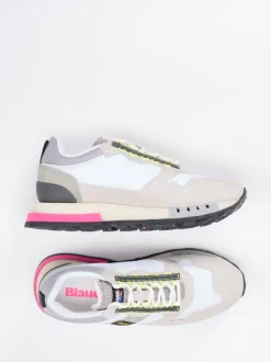 Blauer – Retro-Sneaker aus Veloursleder mit Neonakzent
