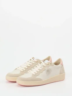 Blauer – Sneaker aus Veloursleder in Cremeweiß