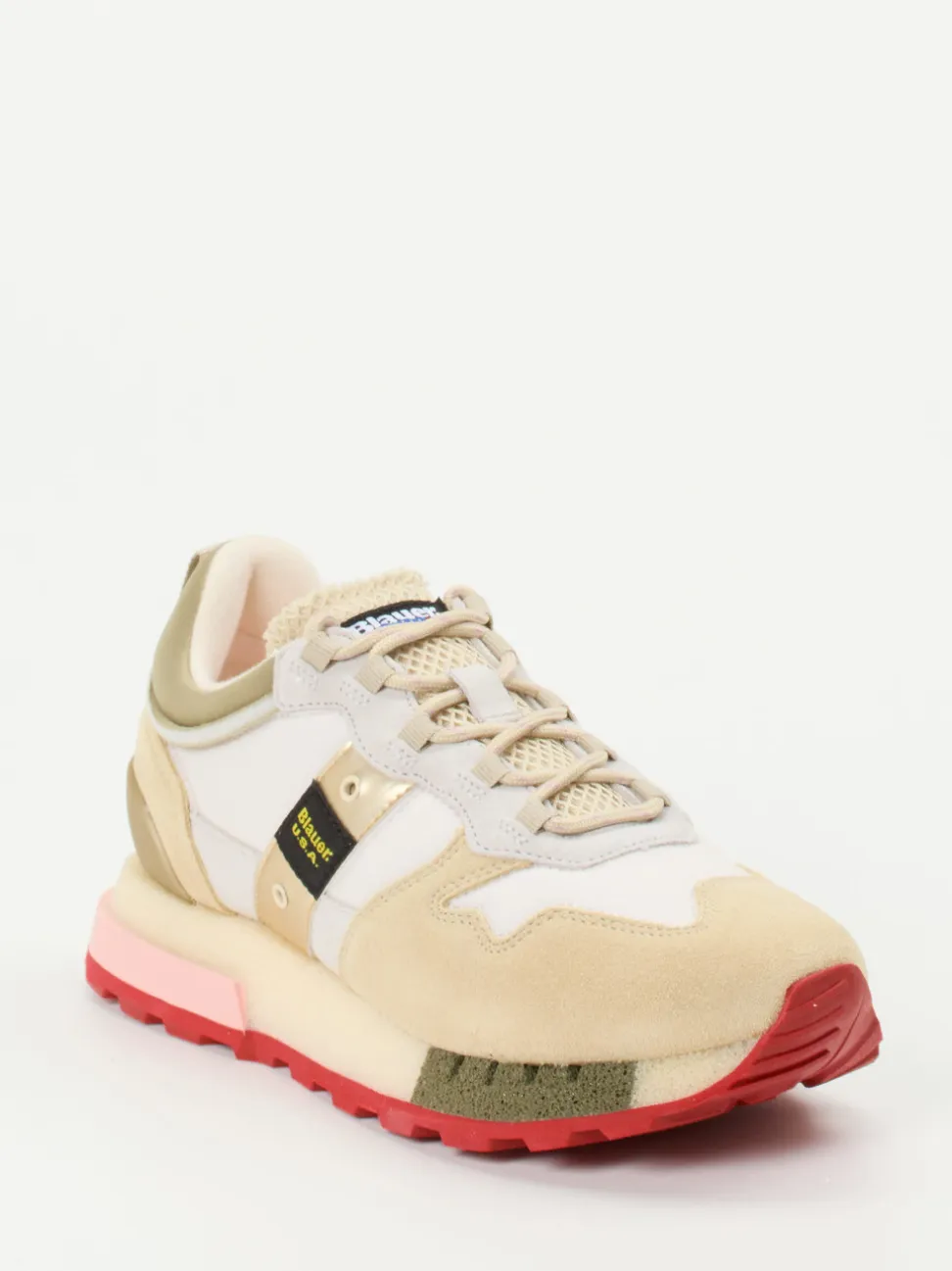 Blauer – Sneaker aus Veloursleder und Mesh beige