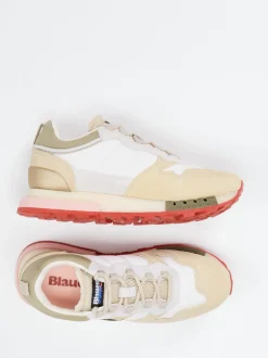 Blauer – Sneaker aus Veloursleder und Mesh beige