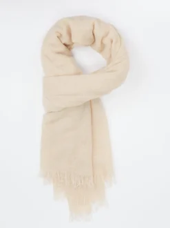 Blui – Fransenschal aus Kaschmir in Cremebeige