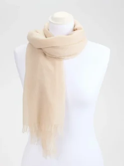 Blui – Fransenschal aus Kaschmir in Cremebeige