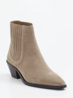 Boss – Chelsea-Stiefeletten aus Veloursleder taupe