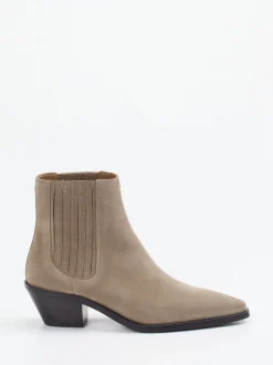 Boss – Chelsea-Stiefeletten aus Veloursleder taupe