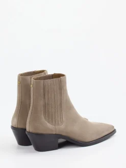 Boss – Chelsea-Stiefeletten aus Veloursleder taupe