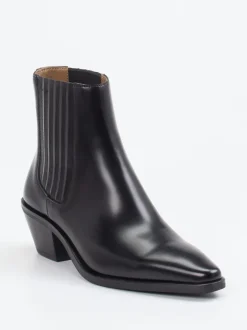Boss – Chelsea-Stiefeletten aus Glattleder Schwarz