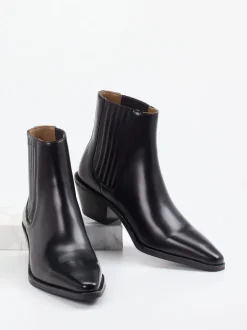 Boss – Chelsea-Stiefeletten aus Glattleder Schwarz