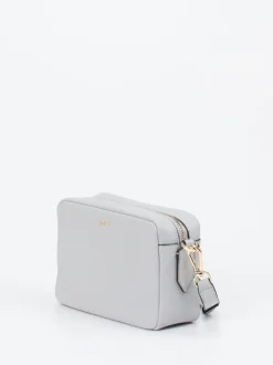 Boss – Crossbody Bag aus Kalbleder in Hellgrau