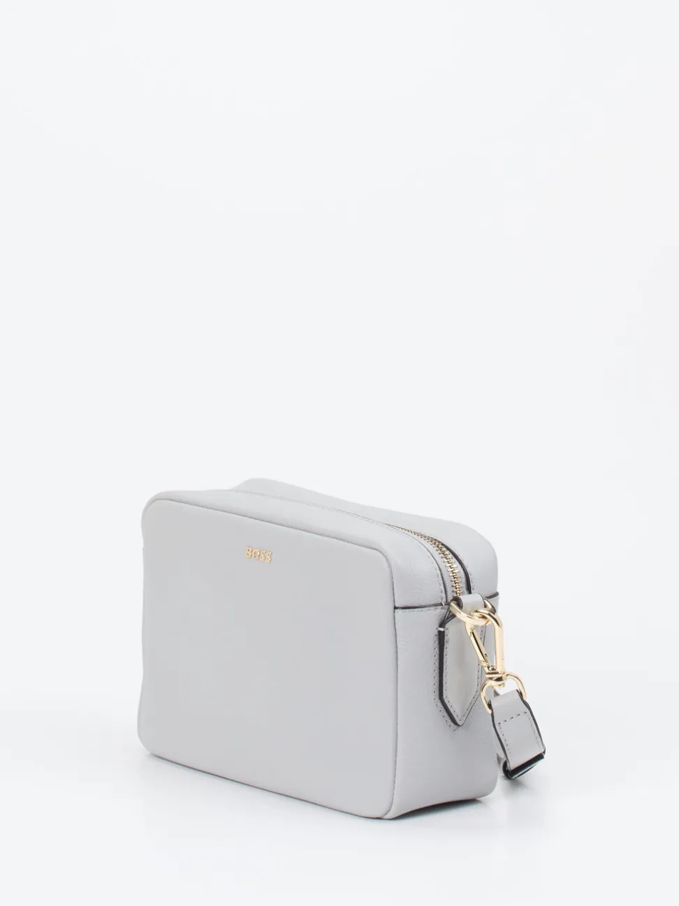 Boss – Crossbody Bag aus Kalbleder in Hellgrau