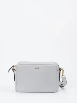 Boss – Crossbody Bag aus Kalbleder in Hellgrau