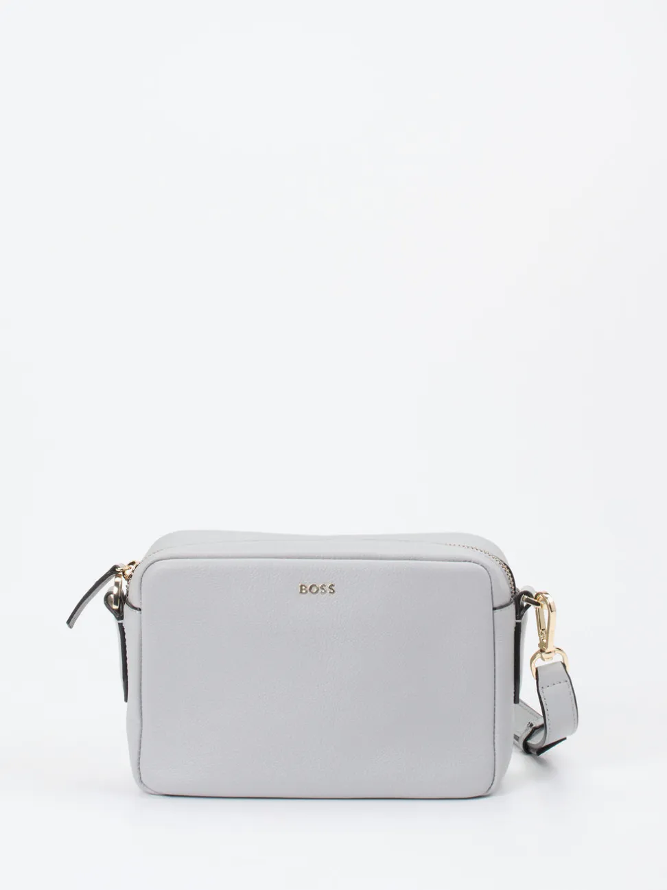 Boss – Crossbody Bag aus Kalbleder in Hellgrau