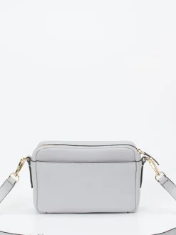 Boss – Crossbody Bag aus Kalbleder in Hellgrau