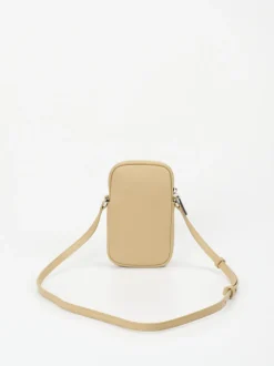 Boss – Handy-Umhängetasche aus Leder in Beige