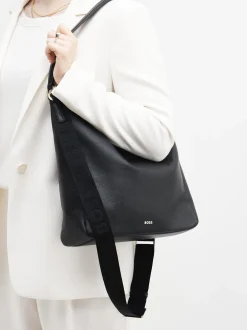 Boss – Hobo Bag aus Kalbleder in Schwarz