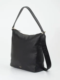 Boss – Hobo Bag aus Kalbleder in Schwarz