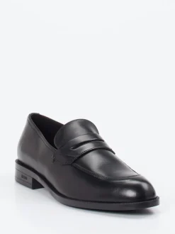 Boss – Loafer aus Kalbleder schwarz glänzend