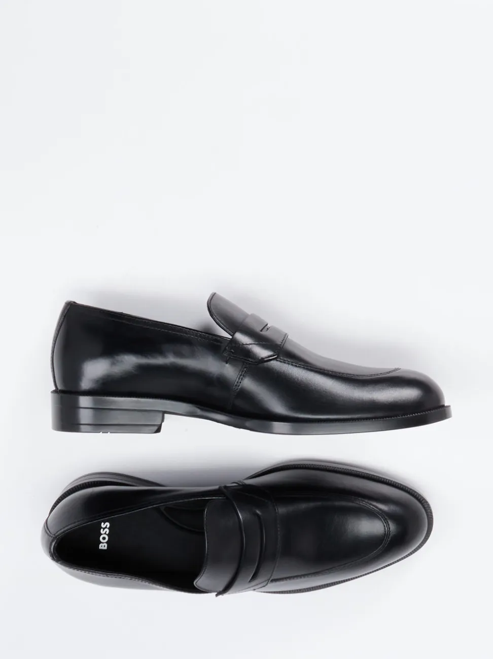 Boss – Loafer aus Kalbleder schwarz glänzend