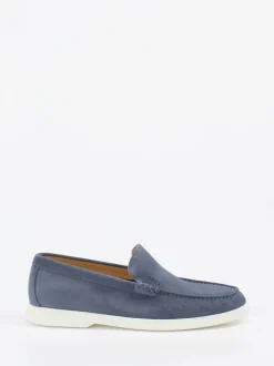Boss – Loafer aus Veloursleder in Taubenblau