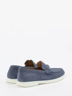 Boss – Loafer aus Veloursleder in Taubenblau