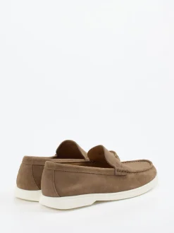 Boss – Loafer aus Veloursleder in Braun