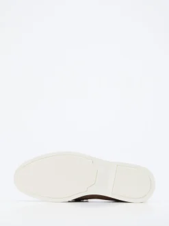 Boss – Loafer aus Veloursleder in Braun