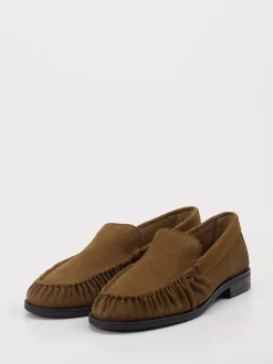 Boss – Loafer aus Veloursleder in Braun