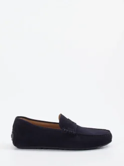 Boss – Loafer aus Veloursleder Dunkelblau