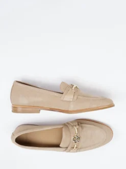 Boss – Loafer aus Veloursleder in Beige