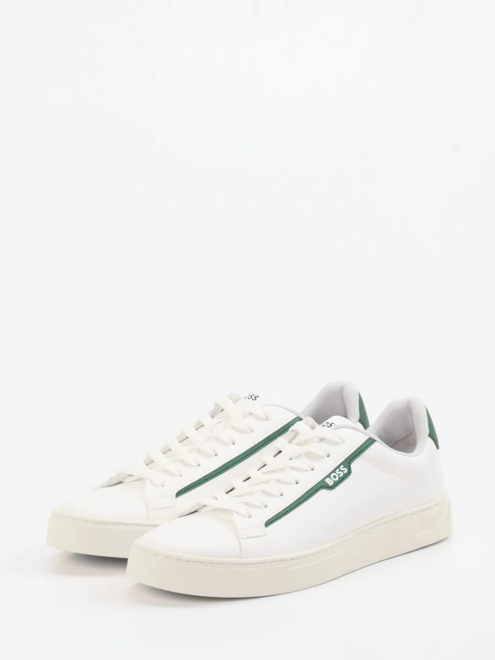 Boss – Low-Top Sneaker aus Kalbleder Off-White