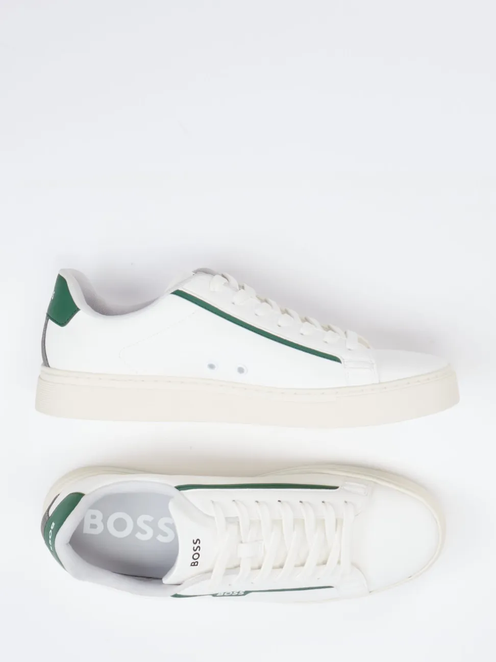 Boss – Low-Top Sneaker aus Kalbleder Off-White