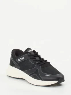 BOSS – Low-Top Sneaker aus Mesh in Schwarz
