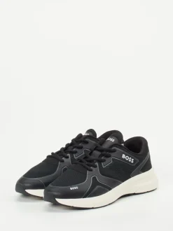 BOSS – Low-Top Sneaker aus Mesh in Schwarz