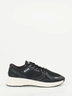 BOSS – Low-Top Sneaker aus Mesh in Schwarz