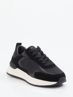 Boss – Low-Top Sneaker aus Velour/Textil Schwarz
