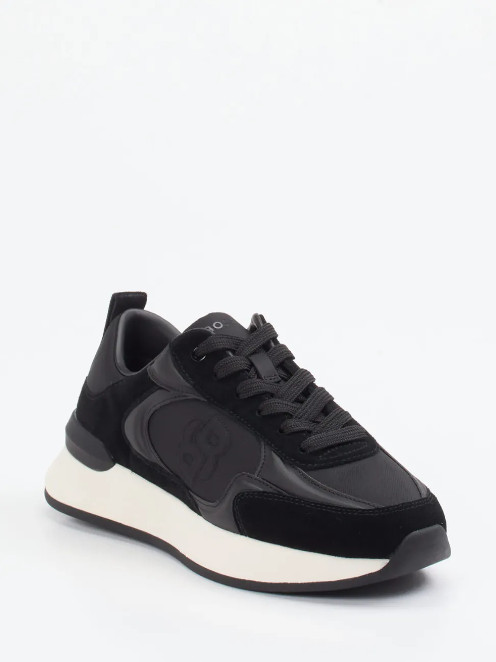 Boss – Low-Top Sneaker aus Velour/Textil Schwarz
