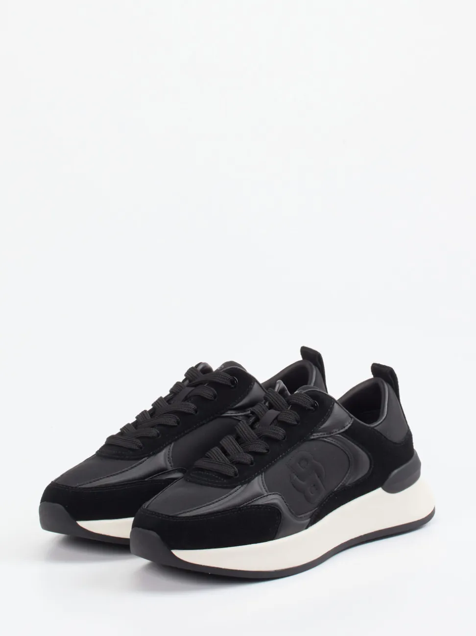 Boss – Low-Top Sneaker aus Velour/Textil Schwarz