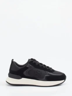 Boss – Low-Top Sneaker aus Velour/Textil Schwarz
