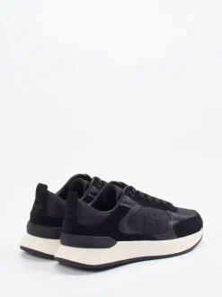 Boss – Low-Top Sneaker aus Velour/Textil Schwarz