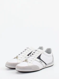 Boss – Low-Top Sneaker aus Kalbleder weiß