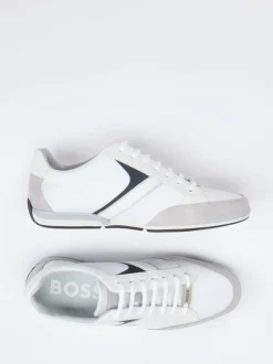 Boss – Low-Top Sneaker aus Kalbleder weiß