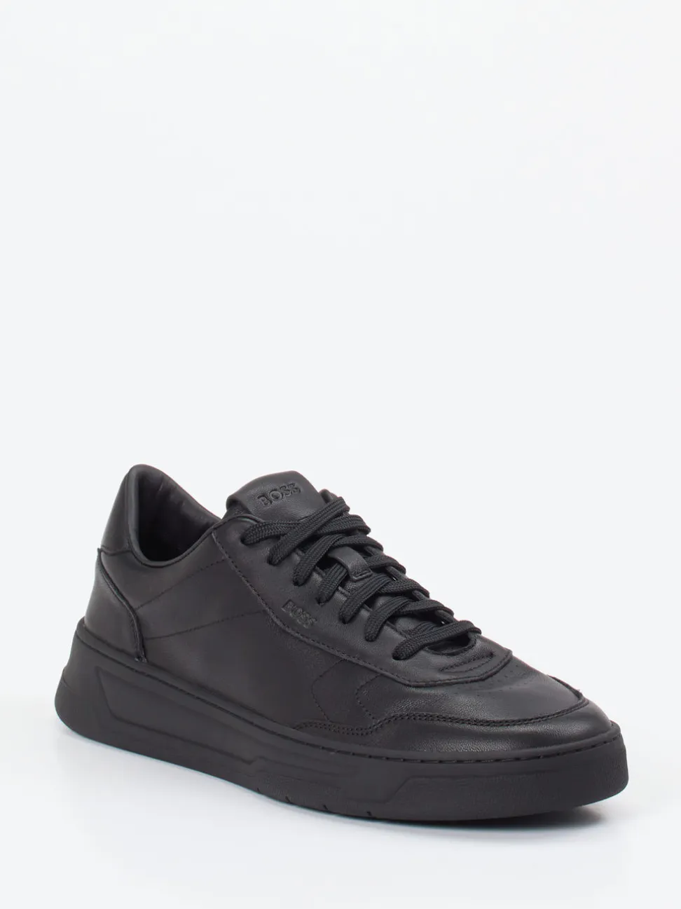 Boss – Low-Top-Sneaker aus Kalbleder Schwarz