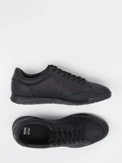 Boss – Low-Top-Sneaker aus Textil und Synthetik schwarz