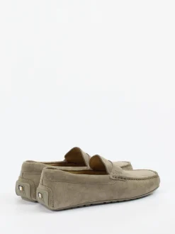 Boss – Penny Loafer aus Veloursleder in Taupe