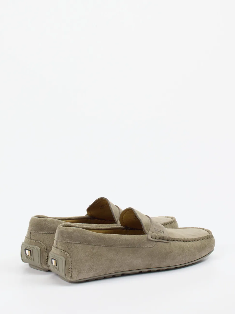 Boss – Penny Loafer aus Veloursleder in Taupe