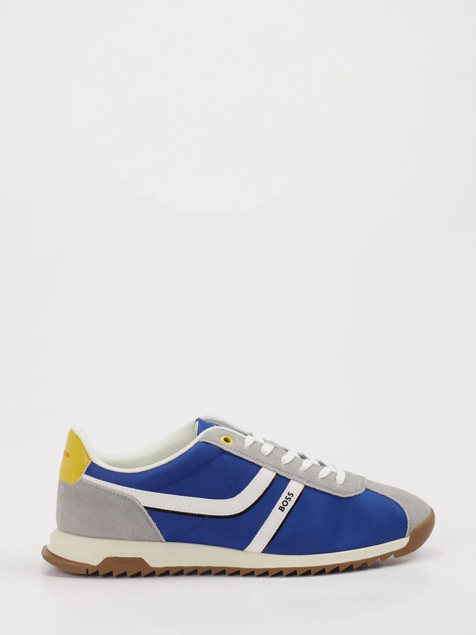 Boss – Retro-Sneaker aus Leder und Textil Blau